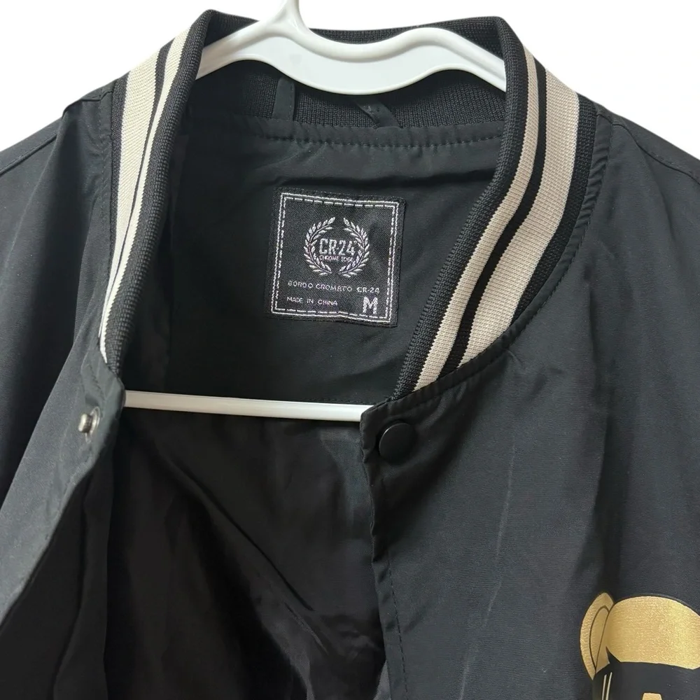 CR-24 Chrome Edge Bordo Cromato Black Gold Bomber Varsity Streetwear Jacket Med